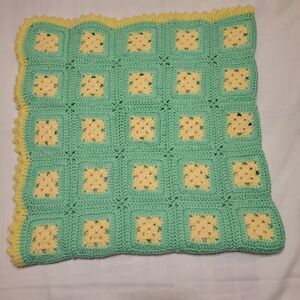 Unisex Handmade Crochet Baby Blanket Light Green And  Yellow  46x46